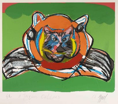 KAREL APPEL Le chat Lithographie, signée en bas à droite, dédicacée et justifiée...