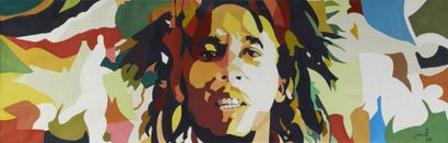 BOFI Bob Marley 2009 Acrylique sur toile signée et datée en bas à droite 188 x 60...
