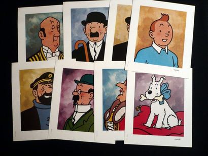 HERGÉ Tintin Portfolio de huit portraits de Tintin Bon état