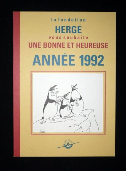 HERGÉ Tintin Carte de voeux signée pour l'année 1992