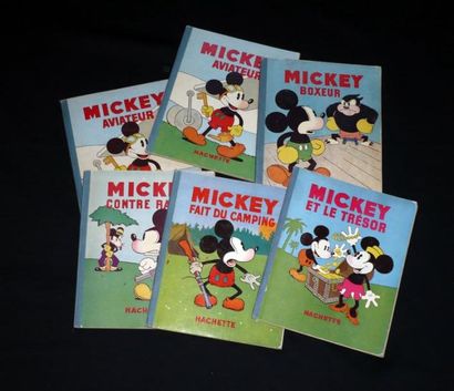 DISNEY 6 Albums de Mickey (Ratino, Camping, Trésor, Boxeur, Aviateur...) Éditions...