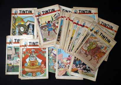 HERGÉ Important lot du Journal de Tintin Environ 70 numéros entre 1946 et 1949 (aucun...