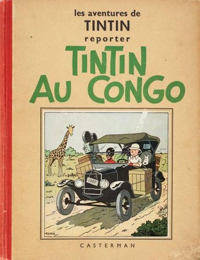 HERGÉ Tintin au Congo 1ère édition Casterman - 4e plat A3 Petite image collée, page...