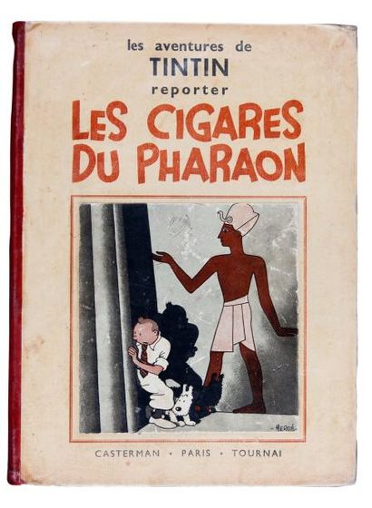 HERGÉ Tintin - Les cigares du pharaon 4e plat A6 (1938), petite image collée, page...
