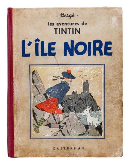 HERGÉ Tintin - L'île noire 4e plat A17bis (1941) Petite image collée, pagination...