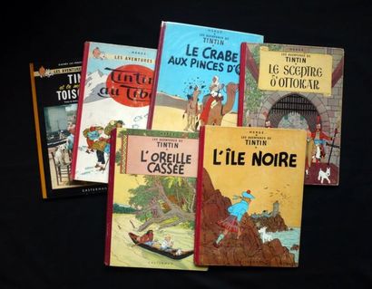 HERGÉ Tintin 6 albums en réédition ancienne de la fin des années 50 (Toison d'Or,...