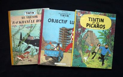 HERGÉ Tintin Ensemble de deux albums en édition originale (objectif lune et Picaros)...