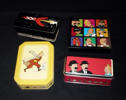 HERGÉ Tintin - 4 boîtes de biscuit Delacre à l'effigie des héros, début des années...