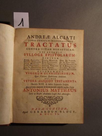 ALCIAT (André) Tractatus contra vitam monasticam cui accedit Sylloge Epistolarum....