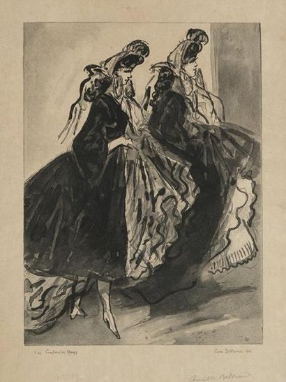 BELTRAND Camille (1877-?) [d'après Constantin GUYS] Deux courtisanes Lithographie...