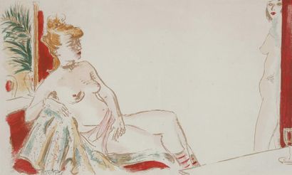 DIGNIMONT André (1891-1965) La pause au bordel. Lithographie signée et dédicacée...