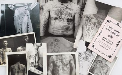 null [Tatouages], HARLINGUE Albert Lot comprenant 9 photos de «tatouages du milieu»,...