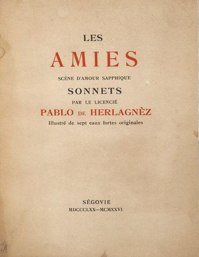 HERLAGNES Pablo de [GEETERE Frans de] Les amies / Scène d'amour saphique / sonnets...