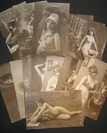 null Lot de 16 cartes postales en noir et blanc. Photographies de nus féminins. Lydia...
