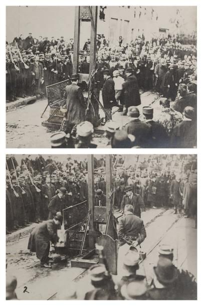 ANONYME Exécution d'Octave-Louis David le 22 septembre 1909. Deux agrandissements...