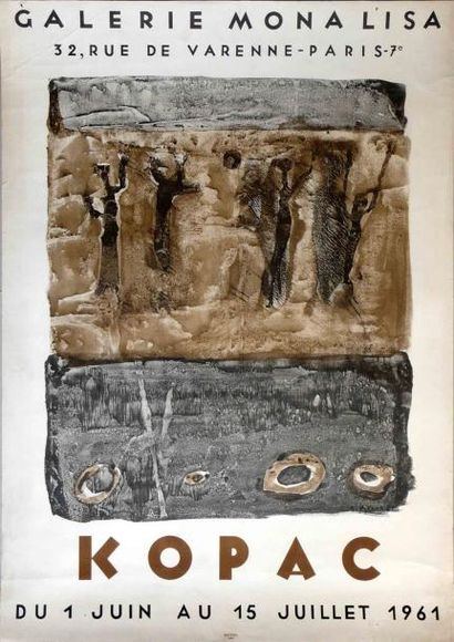 KOPAC Slavko Affiche de l'exposition Kopac à la galerie Mona Lisa, 1961 (Ft 54x77,5)...