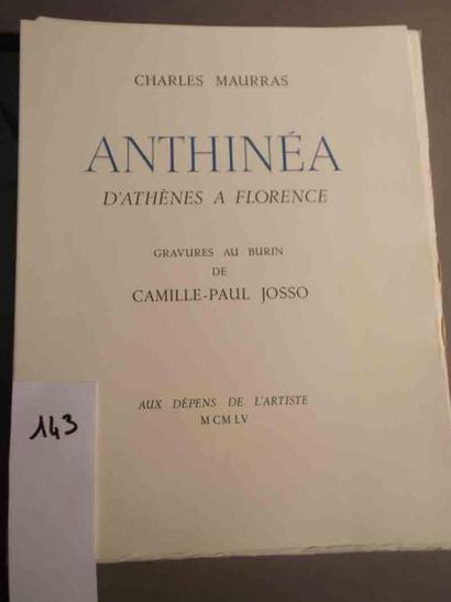 [JOSSO] MAURRAS (Charles) Anthinea. D'Athènes à Florence. Avec 30 gravures au burin...