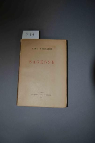 VERLAINE (Paul) Sagesse. 1 vol. br. Paris Calmann-Lévy 1923