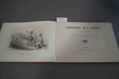 CASTILLON Chasses aux Indes illustrées de 8 superbes gravures par V. Adam en 2 tons....
