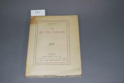 HERTZ Le jeu du paradis. 1 vol. in-8 br. Paris NRF 1927 (E.O.) 1 des 100 destinés...