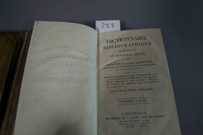 LA SERNA (De) Dictionnaire bibliographique choisi du quinzième siècle... 3 vol. in-8...