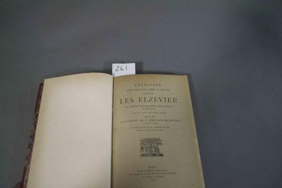 RAHIR (Edouard) Catalogue d'une collection unique de volumes imprimés par les Elzevier......