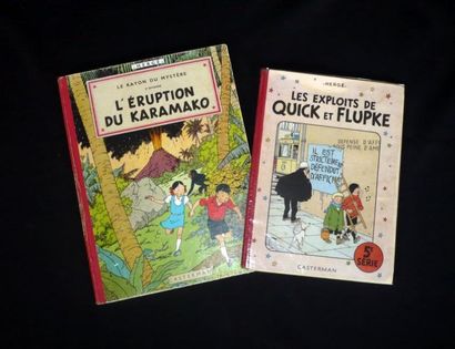 HERGÉ Ensemble de deux volumes comprenant: Quick et Flupke 5ème série et L'éruption...