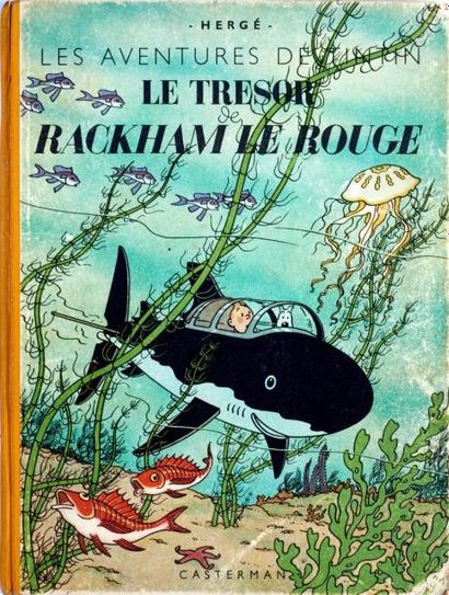 HERGÉ Tintin Le trésor de Rackham le Rouge 4ème plat B1 (1946) Tirage 14130 exemplaires...