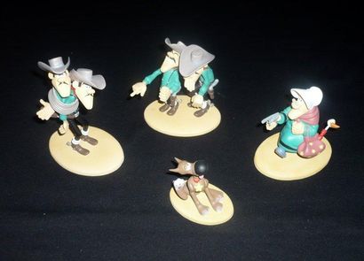 MORRIS Lucky Luke Ensemble de quatre figurines éditées par Leblon dans la collection...