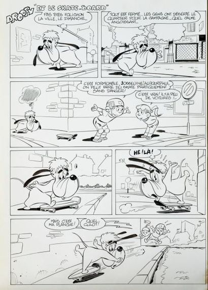 GEN CLO Planche de début du récit Droopy et le skate board publié dans Tom et Jerry...