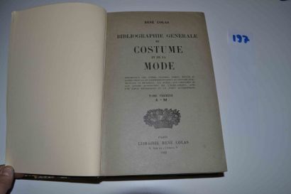null COLAS (René)

Bibliographie générale du costume et de la mode. 2 t. en 1 vol....