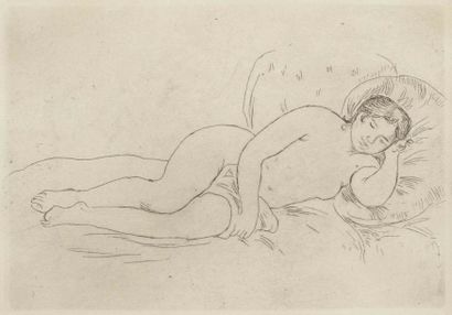 Auguste RENOIR Femme nue allongée Gravure en noir 14,5 x 20,5 cm