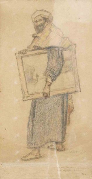 Alexis de BROCA Portrait d'homme au tableau, 1923 Pastel signé, daté et dédicacé...