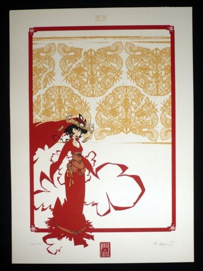 ROBIN Rouge de chine Superbe sérigraphie numérotée et signée à 225 exemplaires éditée...