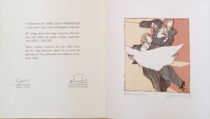 Claude WEISBUCH Claude Weisbuch Lithographie originane carte de voeux 1988 signée...