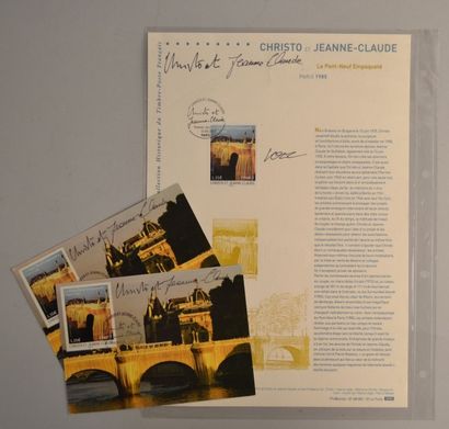 CHRISTO & JEANNE-CLAUDE 3 Cartes postales timbrées signées