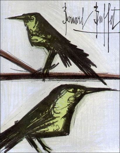 Bernard BUFFET (d'après) "Les oiseaux" Lithographie signée dans la planche. MOURLOT...