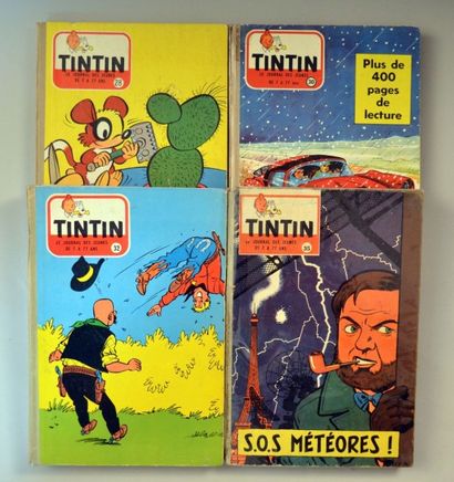 null TINTIN Reliures 28, 30, 32 et 35 du Journal de Tintin France (scotchs sur les...