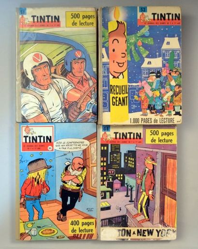 null TINTIN Reliures 38, 44, 51 et 52 du Journal de Tintin France (scotchs sur les...