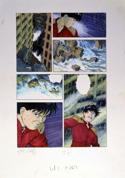 AKIRA Mise en couleur d'une planche d'Akira (tome 13 de l'édition française d'Akira)...