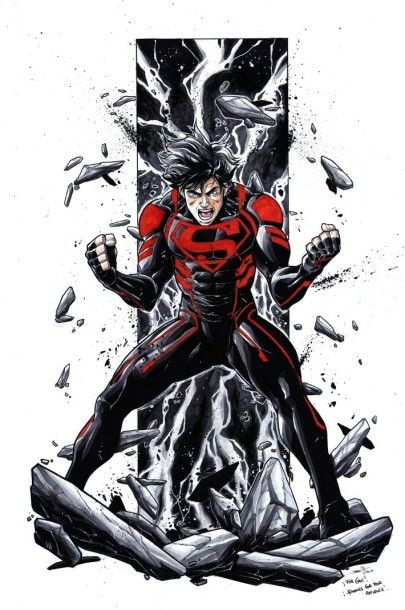 COELLO Iban Superboy Encre de chine et aquarelle signee et date 2013 en bas à droite...