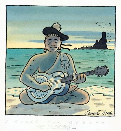 DENIS Jean Claude Illustration pour un album des Silencers: A blues for buddha Aquarelle...