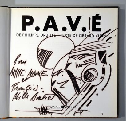 DRUILLET Philippe Dédicace ancienne dans l'album PAVE (le feutre vire au rose lé...