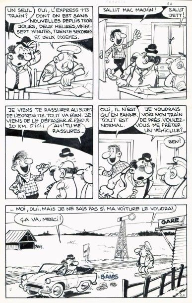 FRANCIS Planche 2 d'un récit de Lahuri publié dans Tintin Encre de chine 28 x 18...