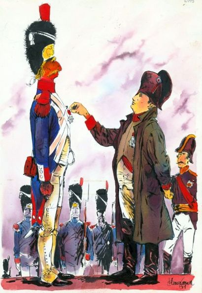 HAUSMAN René Les sans--?culottes deviennent grognards Illustration où Napoléon remet...