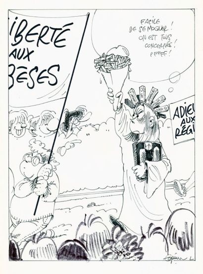 JANNIN Frederic Adieu aux régimes Illustration publiée dans Spirou Encre de chine...