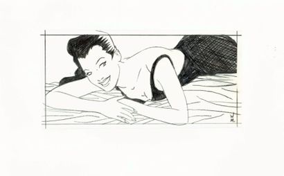 WALTER MINUS Femme sur un lit Mine de plomb Monogrammé en bas à droite 21 x 30 c...
