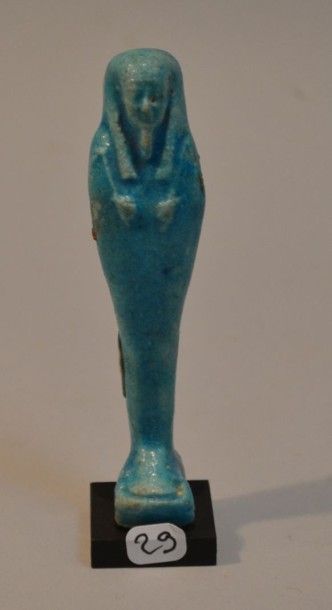 EGYPTE Oushebti anépigraphe Fritte bleue intense.Epoque ptolémaïque.Egypte.H:11cm....