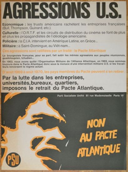 null Parti socialiste unifié

"Agressions US"

Affiche de Mai 68

77,5x58 cm

Très...