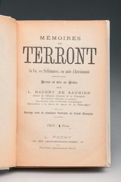 null 1893. Livre: «Mémoires de Terront, sa vie, ses performances revues et mises...